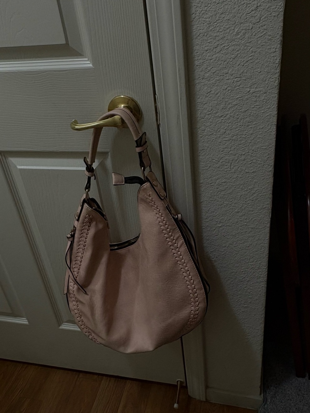 T.J.Maxx Blush Pink Leather Hobo with Braided Trim